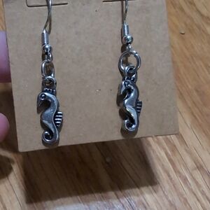Silver Seahorse Dangle Earrings